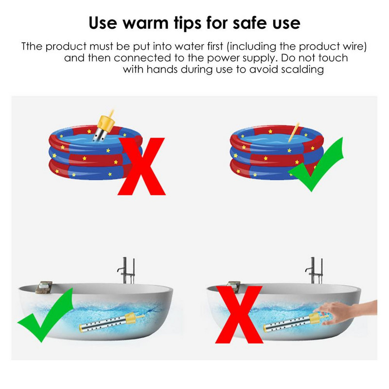 1500 W elektrinis panardinamasis šildytuvas, kibiras vandens šildytuvas, panardinamas kibiro šildytuvas su automatiniu išjungimu sušildo 5 galonus vandens per minutę