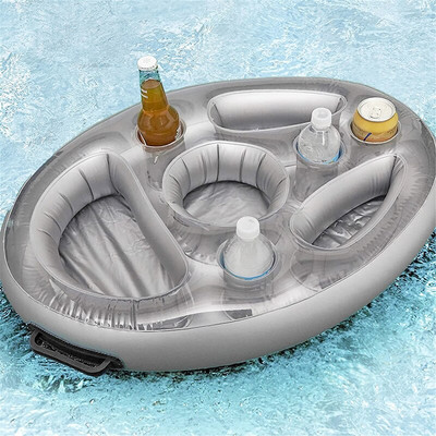 Summer Party Bucket Cup Holder Inflatable Pool Float Beer Drinking Cooler Table Bar Tray Beach Swimming Ring Accessories