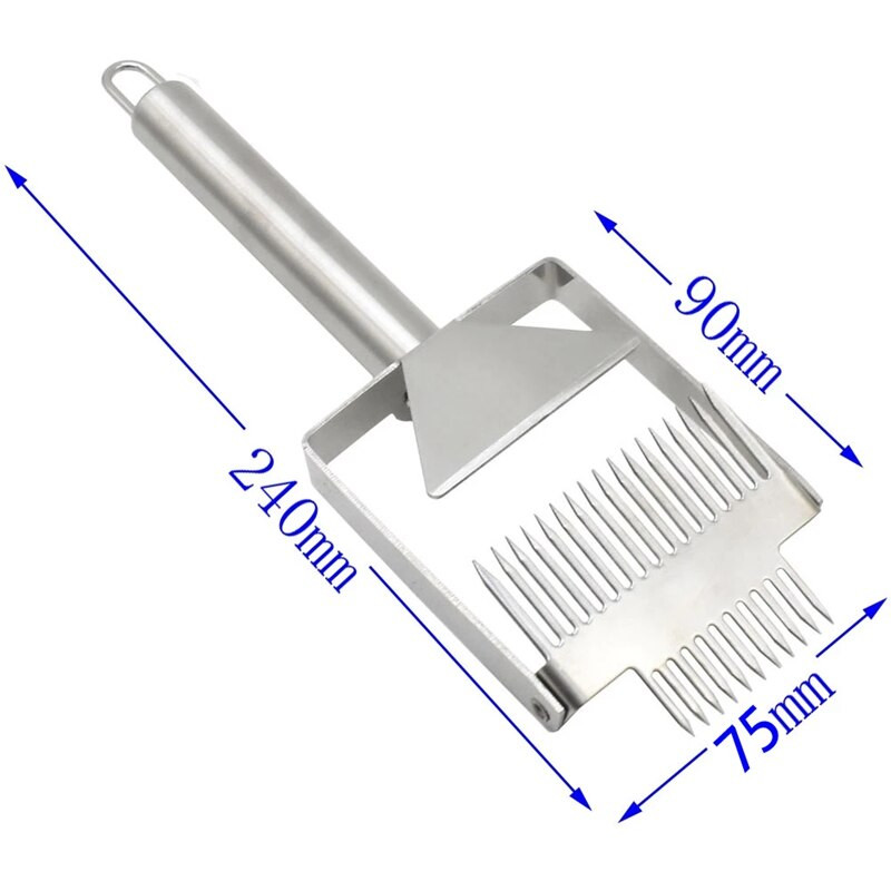 Praktická 2-dielna multifunkčná riedka lopata z nehrdzavejúcej ocele s rukoväťou, vidlička na med, dvojitá ihlová včelárska odviečkovacia vidlička