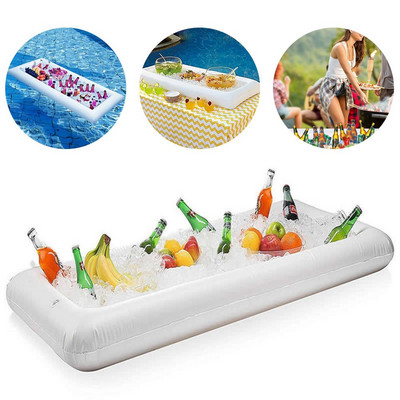 130 * 50 * 13 cm PVC pripučiamas ledo baras, kuriame patiekiamas švediško stalo gėrimų aušintuvas ledo kibiras su išleidimo kištuku vakarėlio piknikui stovyklavimui