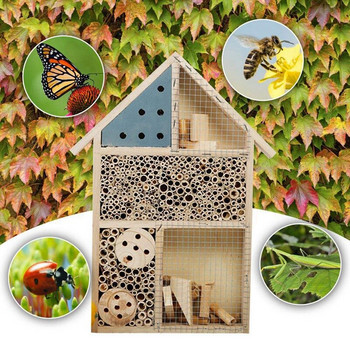 Hot Wooden Insect Hotel Bee House Wood Bug Room Καταφύγιο ξενοδοχείου Διακόσμηση κήπου Φωλιές Κουτί για πασχαλίτσες Lacewings Butterfly