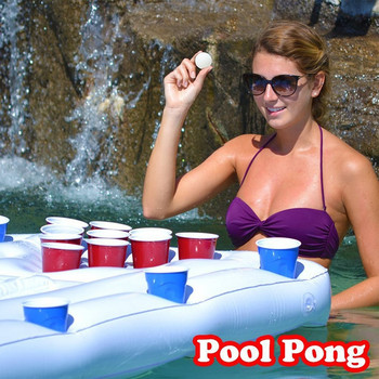 Παιχνίδι Pool Party Float Επιτραπέζια σχεδία με 28 τρύπες ποτηριών Φουσκωτό ποτηροθήκη Φουσκωτό Μπύρα Επιτραπέζιο Πονγκ Παιχνίδια για Πονγκ Πονγκ Πισίνας
