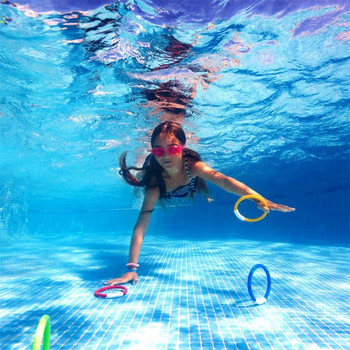Игра за гмуркане Комплект играчки Играчка за хвърляне в плувен басейн Пръстени за гмуркане Кръг Подводен плаж Аксесоари за басейн Детски летен подарък