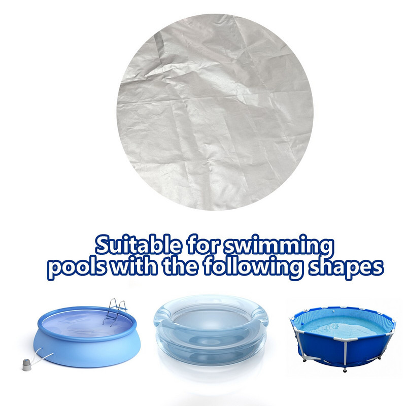 Kryt na bazén 210D, okrúhla skladacia, prachotesná, postriebrená, ochrana tepla pre vonkajšie záhradné bazénové náradie