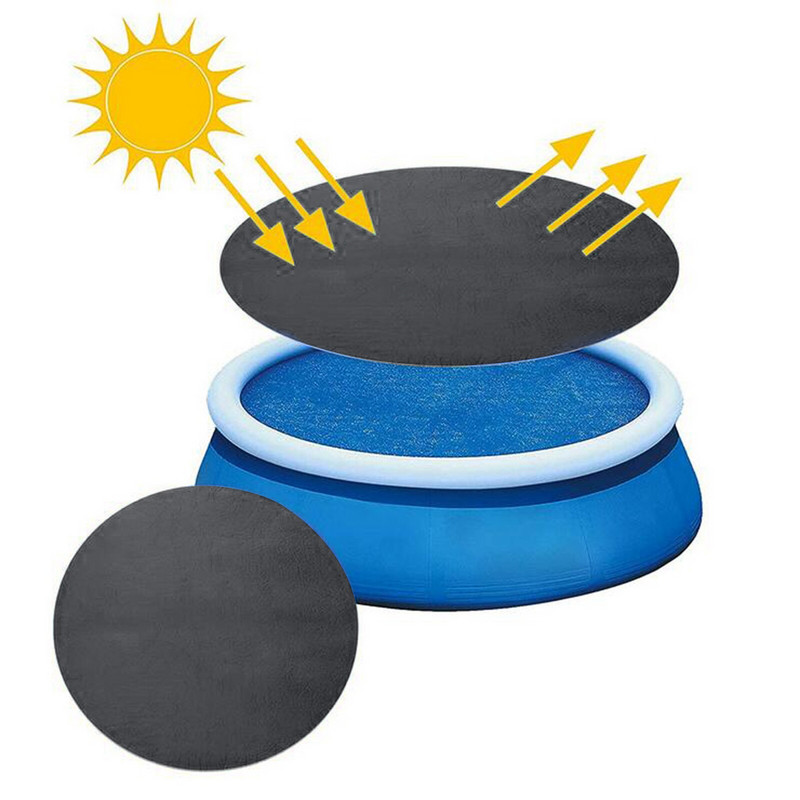 Kryt na bazén 210D, okrúhla skladacia, prachotesná, postriebrená, ochrana tepla pre vonkajšie záhradné bazénové náradie