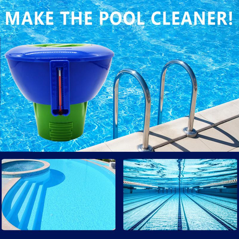 Plávajúci dávkovač chlóru do bazéna s teplomerom s priemerom 7" pre vnútorné a vonkajšie bazény, vírivku