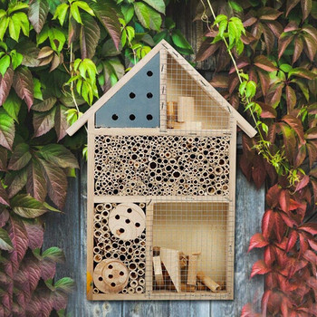 Hot YO-Wooden Insect Hotel Bee House Wood Bug Room Καταφύγιο ξενοδοχείου Διακόσμηση κήπου Φωλιές Κουτί για πασχαλίτσες Lacewings Butterfly