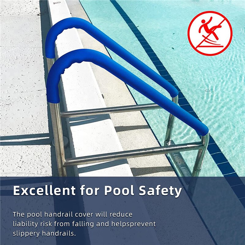 Vonkajšia podložka na lakťovú opierku, neoprénová látková rukoväť, protisklzová ochranná modrá krytka zábradlia do bazéna, protišmykové kryty zábradlia, 8 stôp