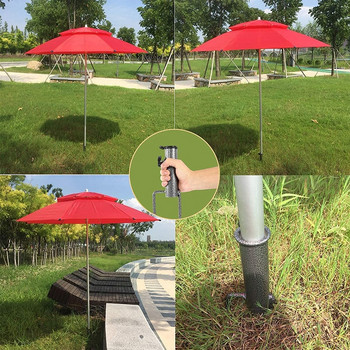 Издръжлива стойка за чадър Чадър за слънчев плаж Метална основа Вътрешен чадър Наземна котва Шип Въдици Инструмент