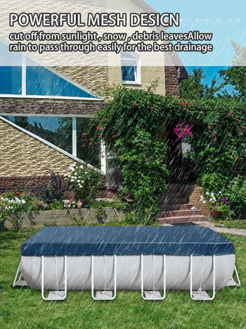 Κάλυμμα πισίνας κήπου Ορθογώνιο κάλυμμα πισίνας Αντισκονικό κάλυμμα πισίνας κατά της βροχής Κάλυμμα πισίνας μουσαμάς PVC 389x184x20