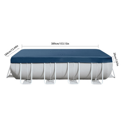 Sodo baseino dangtis Stačiakampio formos baseino dangtis nuo dulkių nepraleidžiantis lietaus ir UV spindulių baseino dangtis PVC dangtis brezentas 389x184x20
