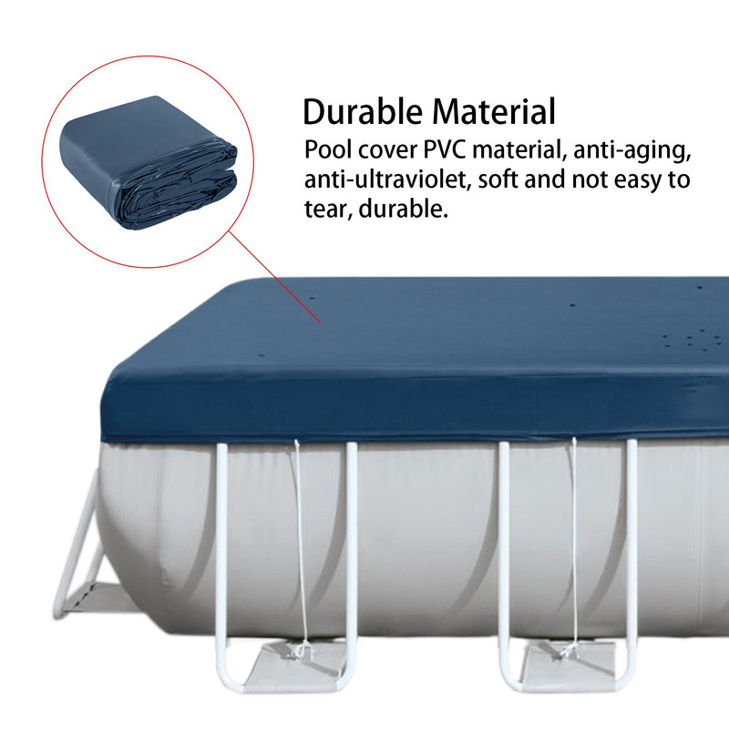 Kryt na záhradný bazén, obdĺžnikový kryt na bazén, odolný voči prachu, dažďu, UV žiareniu, PVC plachta 389x184x20