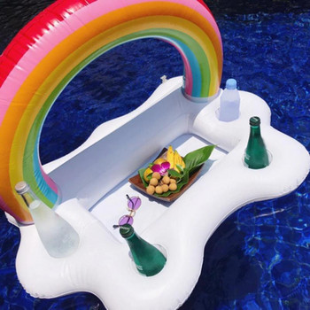 Summer Newborn Baby Swimming Ring Φουσκωτό Πισίνα Float Beer Drinking Cooler Table Bar Tray Beach Rainbow Cloud Swimming Ring