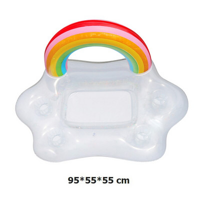 Letný novorodenecký plavecký kruh Nafukovací bazénový plavák Pivný chladič na pivo Barový tácok Plážový plavecký kruh Rainbow Cloud