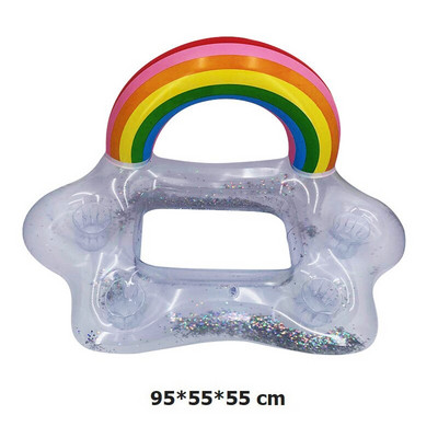 Letný novorodenecký plavecký kruh Nafukovací bazénový plavák Pivný chladič na pivo Barový tácok Plážový plavecký kruh Rainbow Cloud