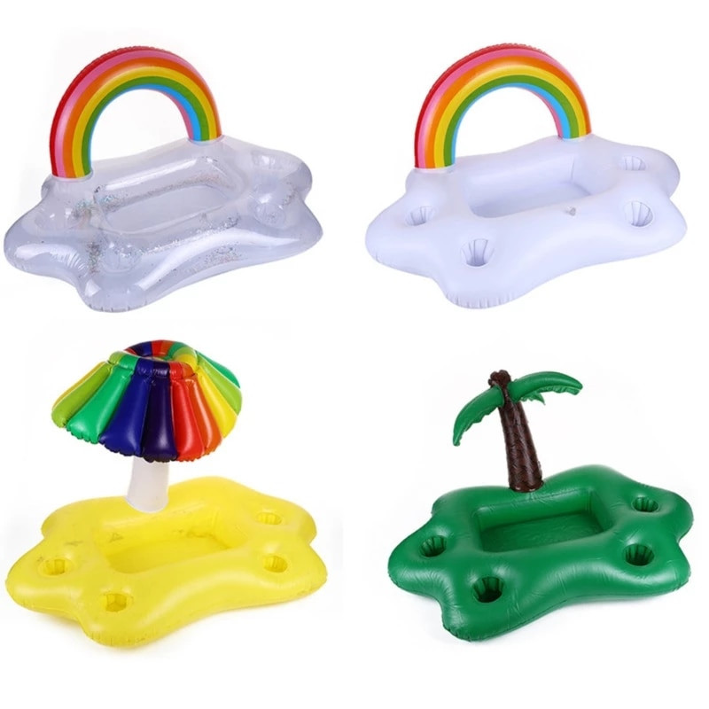 Letný novorodenecký plavecký kruh Nafukovací bazénový plavák Pivný chladič na pivo Barový tácok Plážový plavecký kruh Rainbow Cloud