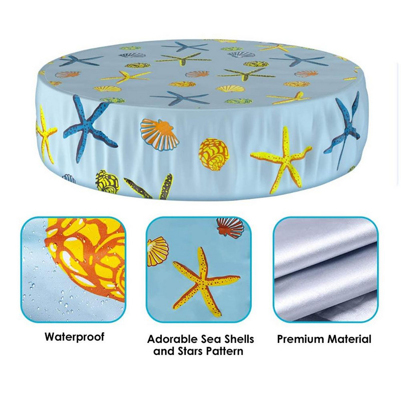Šunų vonios baseino užvalkalai Apvalūs vandeniui atsparūs dulkėms baseino uždangalai su Starfish Patternn lauko sodo baseino vonios dangteliu