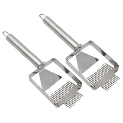 2 vnt Daugiafunkcinis nerūdijančio plieno kastuvas su rankena medaus šakute dviguba adata bitininkystės šakutė