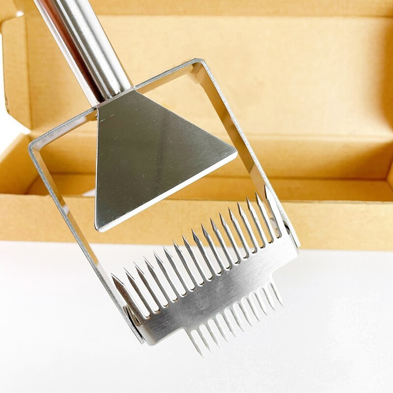 2 vnt Daugiafunkcinis nerūdijančio plieno kastuvas su rankena medaus šakute dviguba adata bitininkystės šakutė