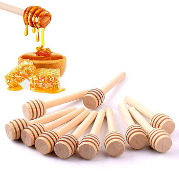 8 εκ. Lotus Wood Honey Stir Stick 24pcs/60pcs Mini Wood Honey Dippers Coffee Milk Tea Stirring Sticks Beekeeping Honey Collection