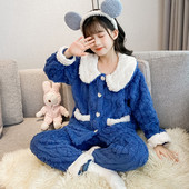 Vaikiška dviejų dalių pižama su sagomis ir kišenėle mergaitėms