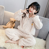 Παιδική βελούδινη πιτζάμες με φερμουάρ και τσέπη για κορίτσια