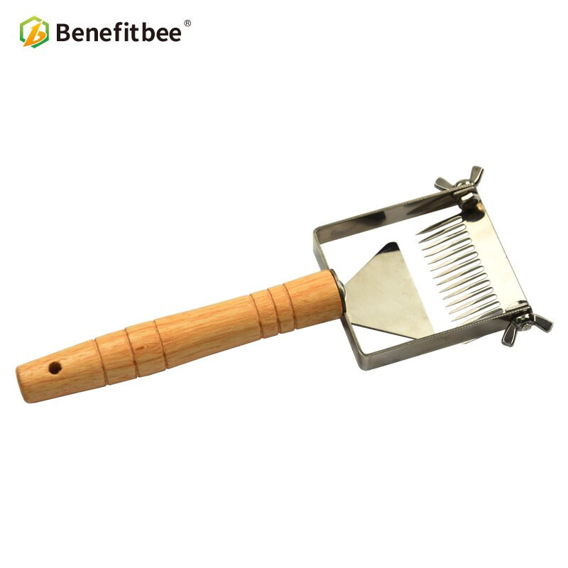 Včelárske vidly na med, plást, škrabka na med, včelársky nástroj značky Benefitbee, včelárske vybavenie, nastaviteľná odviečkovacia vidlička na med.