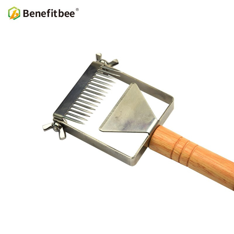 Včelárske vidly na med, plást, škrabka na med, včelársky nástroj značky Benefitbee, včelárske vybavenie, nastaviteľná odviečkovacia vidlička na med.