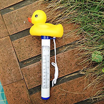 Плаващ термометър за животни за плувни басейни, спа хидромасажна вана F/C дисплей (жълто пате)