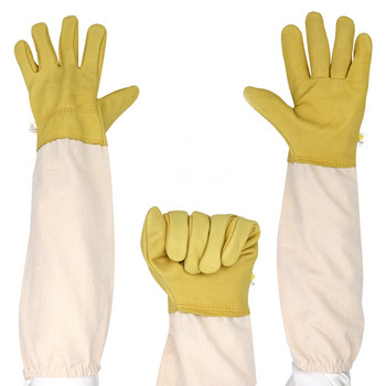 Beeeping Gloves Beekeeping Supply Goatskin Leather Beekeeper\'s Glove Long Canvas Gloves & Elastic Cuff Beekeeper Gloves For M