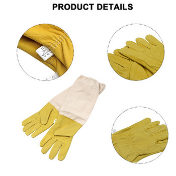 Beeeping Gloves Beekeeping Supply Goatskin Leather Beekeeper\'s Glove Long Canvas Gloves & Elastic Cuff Beekeeper Gloves For M