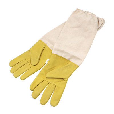 Beeeping Gloves Beekeeping Supply Goatskin Leather Beekeeper`s Glove Long Canvas Gloves & Elastic Cuff Beekeeper Gloves For M