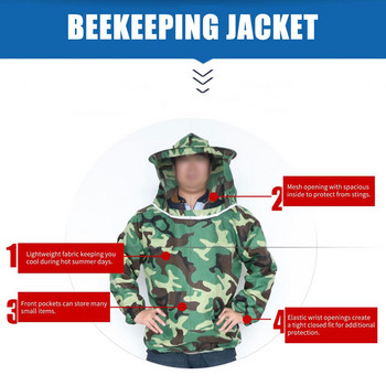 Пчеларски защитен костюм Bee Keeping Dress Sleeve Breathable Suit With Equip Hat Clothes Beekeeper F6l9
