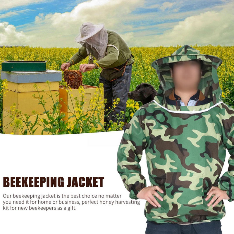 Пчеларски защитен костюм Bee Keeping Dress Sleeve Breathable Suit With Equip Hat Clothes Beekeeper F6l9