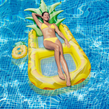 Φουσκωτό Pineapple Pool Float Party Toy Raft Summer Pool Lounge με πλάτη & ποτηροθήκη Πλάτη πλάτης και ποτηροθήκη Πλωτήρες για