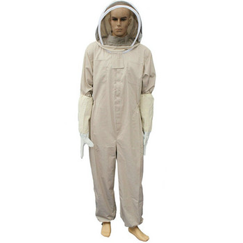 Костюм за отглеждане на пчели за цялото тяло Професионален вентилиран костюм за отглеждане на пчели за цялото тяло с кожени ръкавици