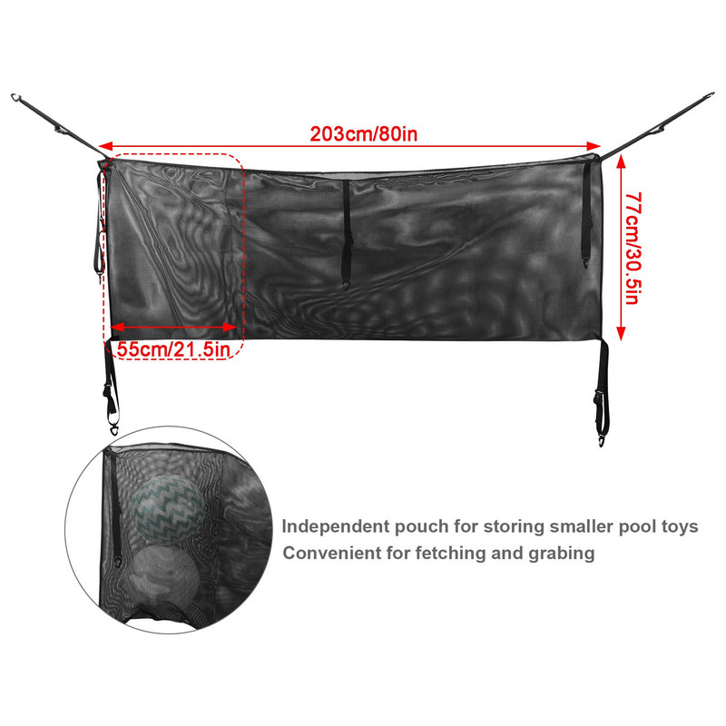Sieťovaná úložná taška na plaváky do bazéna, odolná úložná taška na športové vybavenie s háčikom, extra veľká sieťovaná taška na organizér hračiek do bazéna