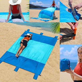 Преносима пясъчна подложка за плаж Джобна подложка за пикник без пясък Одеяло за къмпинг Водоустойчива външна подложка за пътуване Туризъм Издръжлива