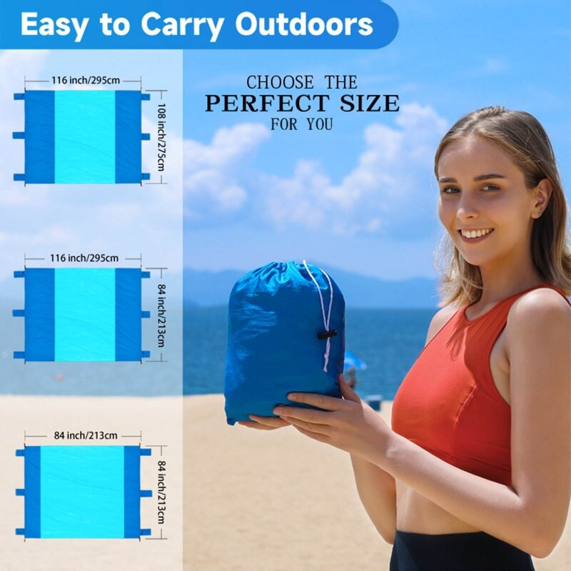 Prenosná plážová podložka s pieskom, vrecková pikniková podložka, kempingová deka, vodotesná vonkajšia podložka na cestovanie, turistiku a turistiku