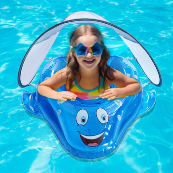Плувка за бебешки басейн със сенник Надуваем пръстен за плувка за бебешки басейн със слънцезащитен сенник Надуваема бебешка плувка Добавяне на опашка