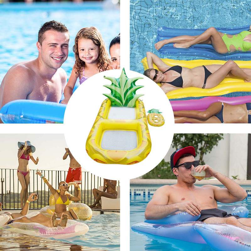 Hojdacia sieť Pineapple, bazénový plavák, odolný nafukovací matrac s operadlom, držiak na nápoje, obrovský ležadlo s ananásom pre dospelých, veľkosť Si