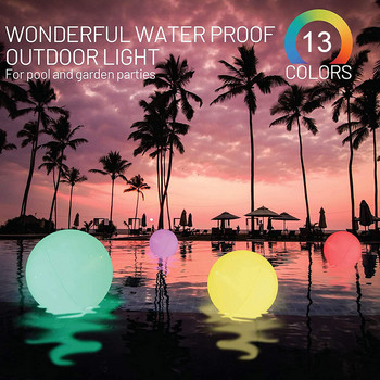 Μπάλα LED παραλίας 13 χρωμάτων Αδιάβροχη Μπάλα LED με δυνατότητα αλλαγής χρώματος με τηλεχειριστήριο με λάμψη στο σκοτάδι Φωτεινές μπάλες για το καλοκαίρι