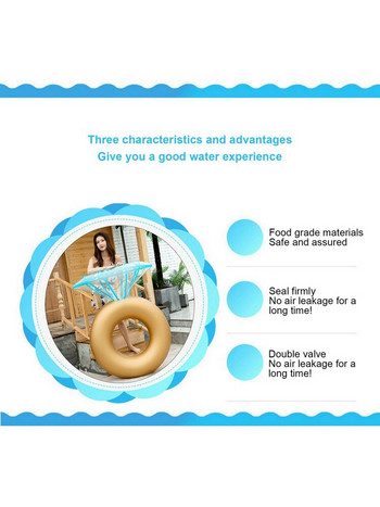 Надуваема поничка с диамант Плувен пръстен Безопасна плувка за басейн Летни дейности Парти Екологични сладки деца Възрастни Плувен кръг