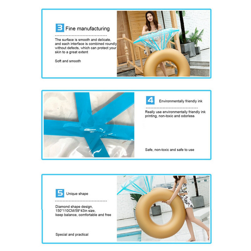 Inel de înot Goașă cu diamante Goașă cu diamante Piscină în siguranță Float Activitati de vară Petrecere Eco-Friendly Copii drăguți Cerc de înot pentru adulți