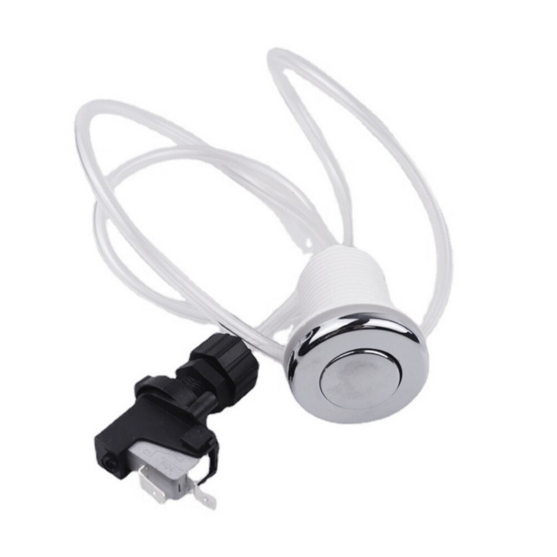 Súprava vzduchového spínača na likvidáciu odpadu, tlačidlový spínač zapnutia/vypnutia, samosvorný s 1 m vzduchovou hadicou pre drvič odpadu z drezu do vane a vírivky