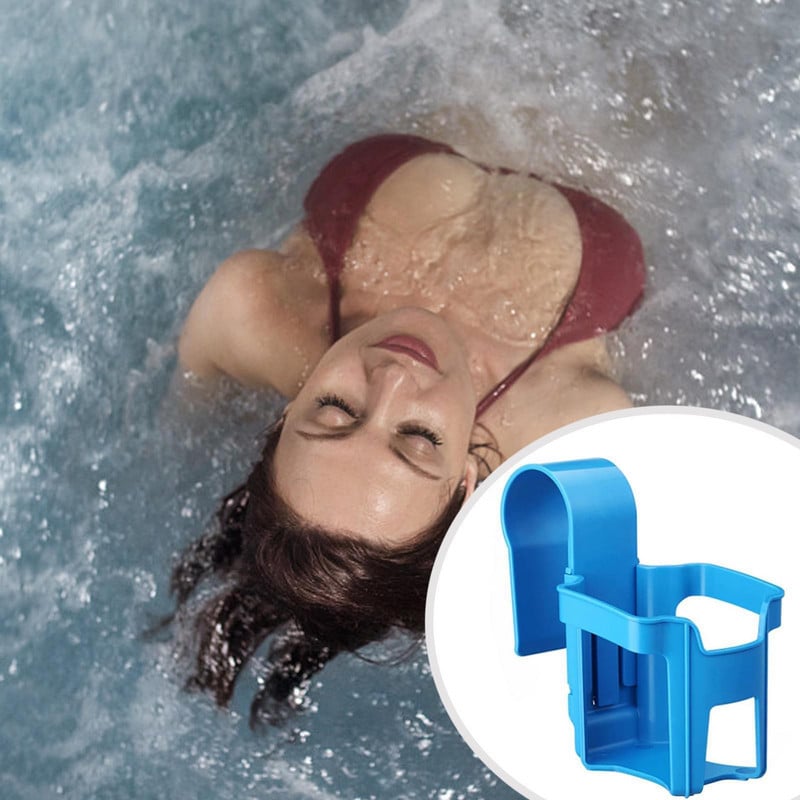 Puodelių laikiklis prie baseino gaivinamiesiems gėrimams Plastikinis vandens puodelių pakabinamas laikiklis Indelio kabliukas virš baseino D9L3