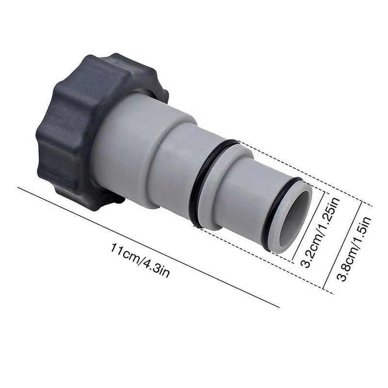 1 db 1,5/2,5" medencecsere tömlőadapter menetes szivattyúhoz gallérral medenceszivattyú cserealkatrészek dugattyús szelep leeresztő adapter