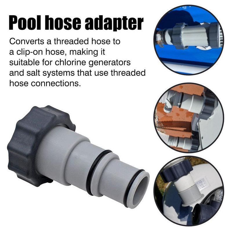 1 db 1,5/2,5" medencecsere tömlőadapter menetes szivattyúhoz gallérral medenceszivattyú cserealkatrészek dugattyús szelep leeresztő adapter