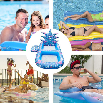 Φουσκωτό Pineapple Pool Float Party Toy Raft Summer Pool Lounge με πλάτη & θήκη ποτών Φουσκωτό χαλάκι πισίνας Floats για