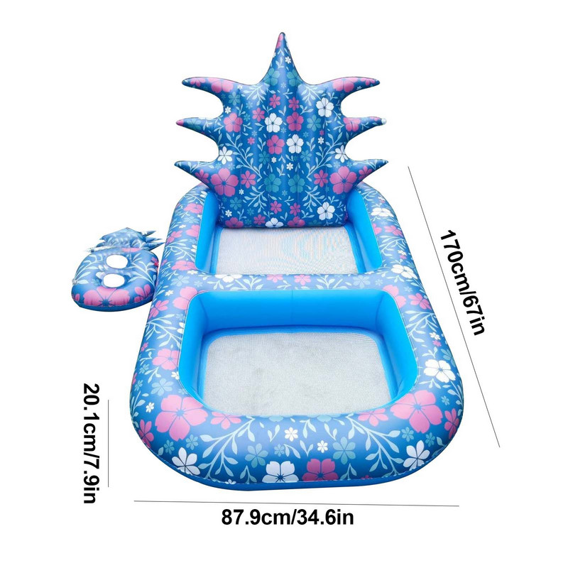 Nafukovací bazénový plavák s ananásom, párty hračka, raft, letný bazénový oddychový kútik s operadlom a držiakom na nápoje, nafukovacie plaváky do bazéna